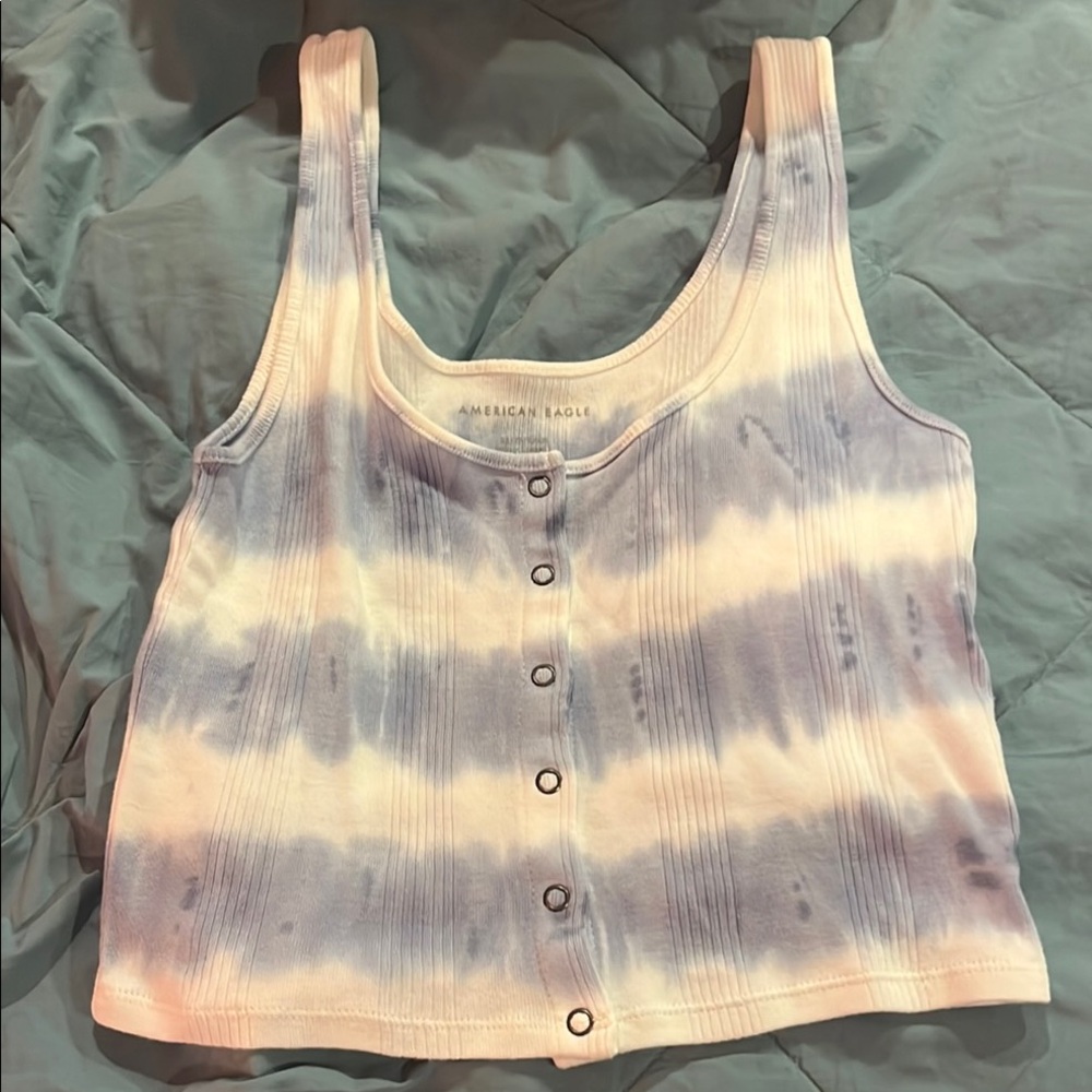 American Eagle Outfitters Blue and White Tie-Dye Women's Top XS like new.